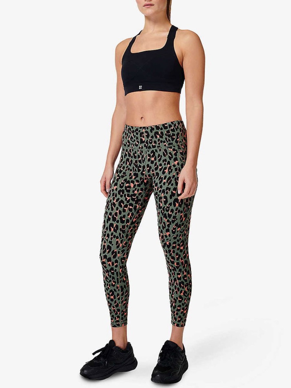 Sweaty Betty Women’s Teal and Black Leopard Print Leggings Size 12 NWT